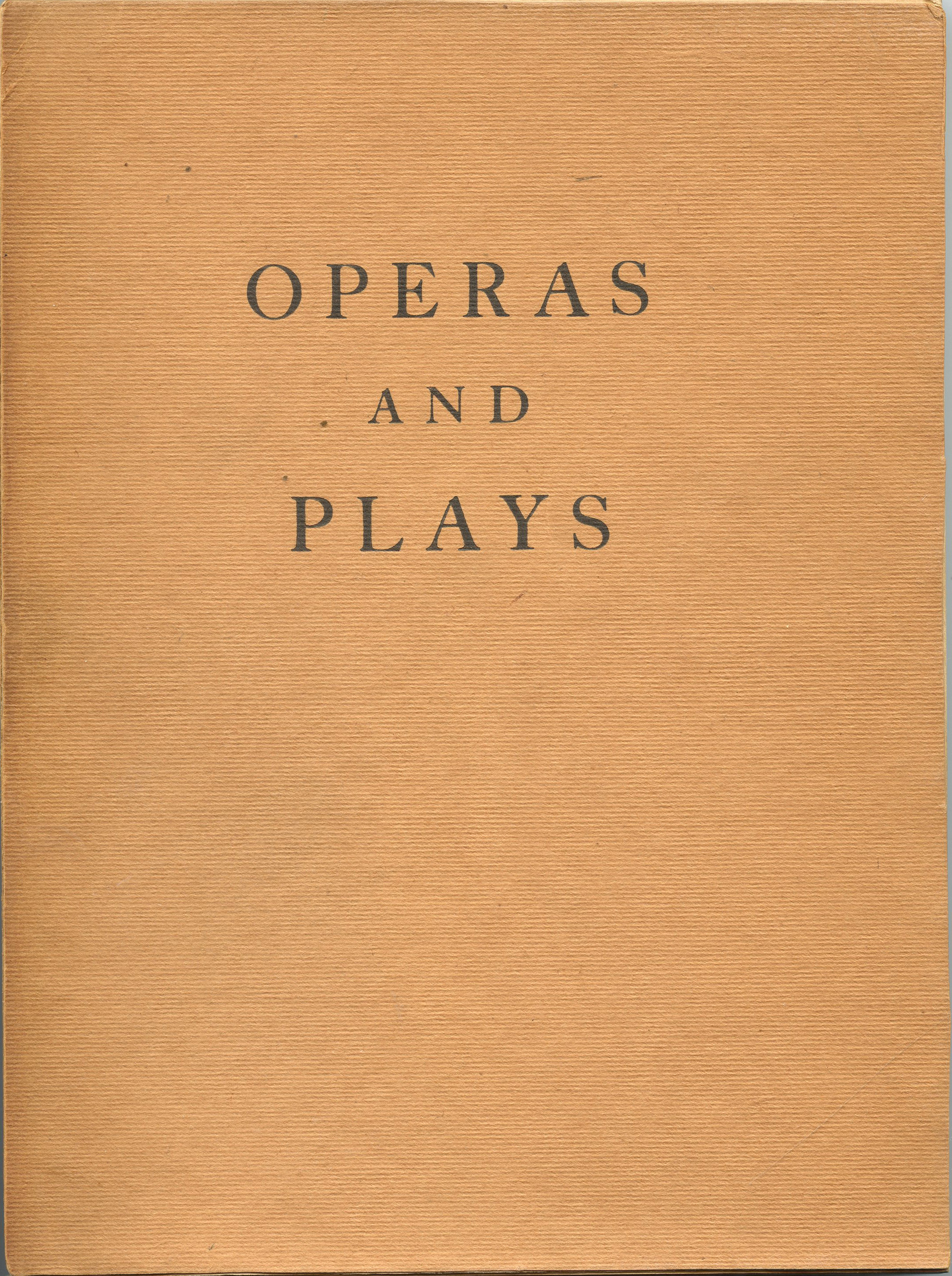 Image for Operas and Plays Operas and Plays